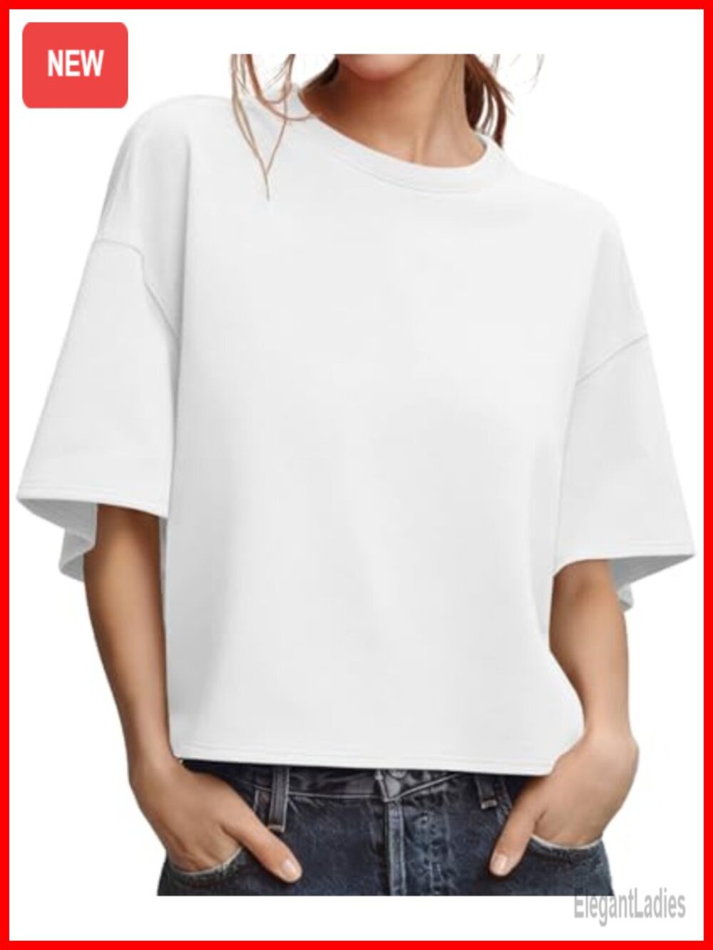 Oversized Cropped T Shirt Summer Short Sleeve Crewneck Top